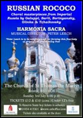 The Harmonia Sacra choir will be performing a selection of Russian works in Bristol on Sunday 3rd July.